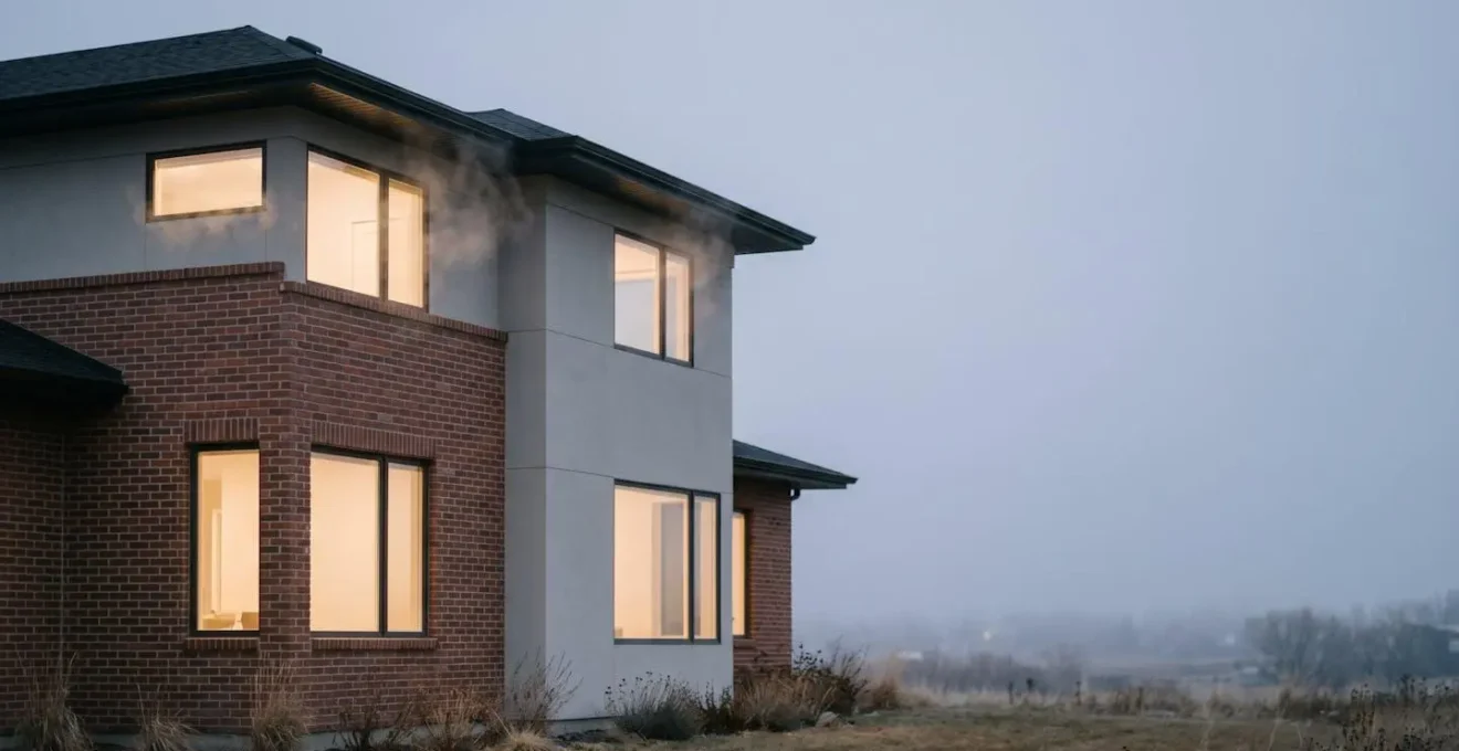 Vue thermographique d'une maison montrant les déperditions de chaleur à travers les différentes parois
