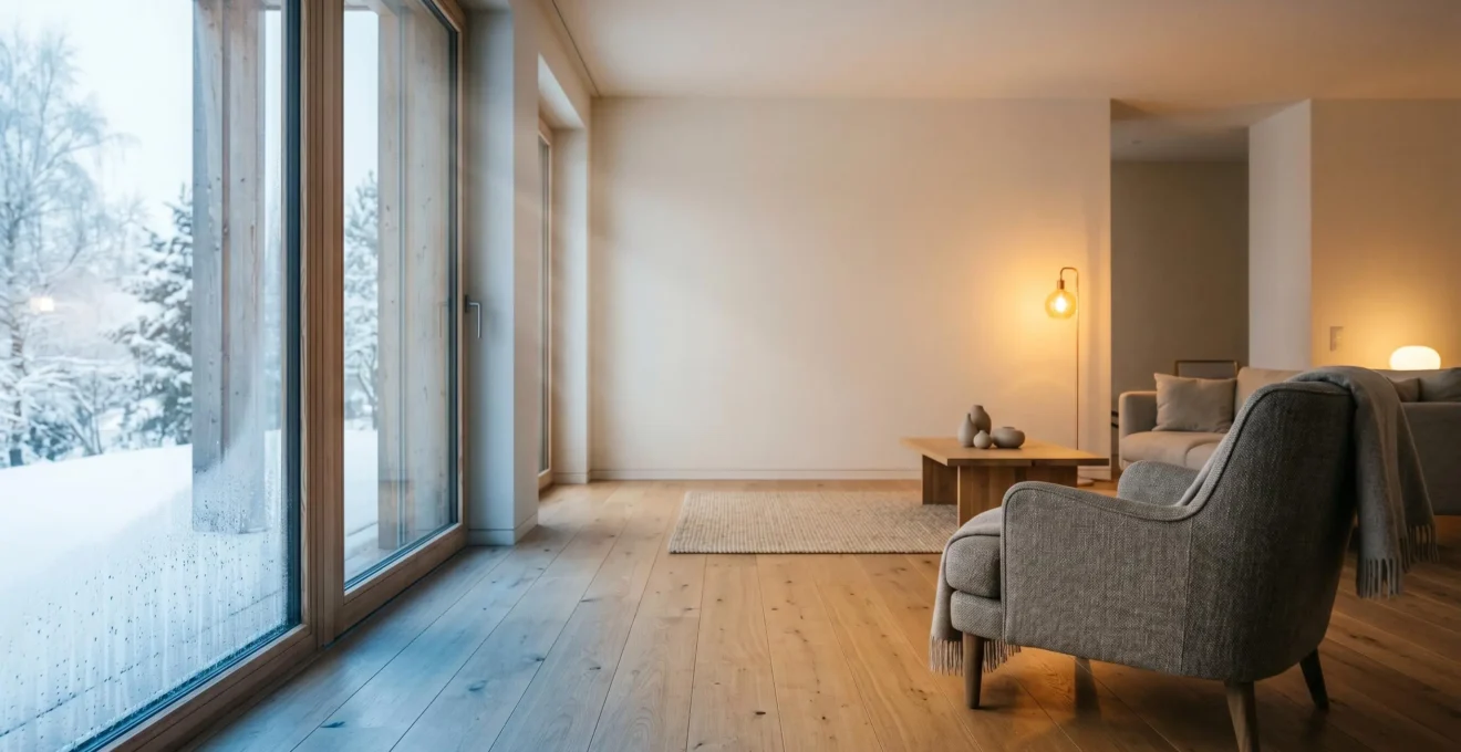 Contraste thermique entre une fenêtre froide et l'intérieur chaleureux d'une pièce illustrant les déperditions de chaleur