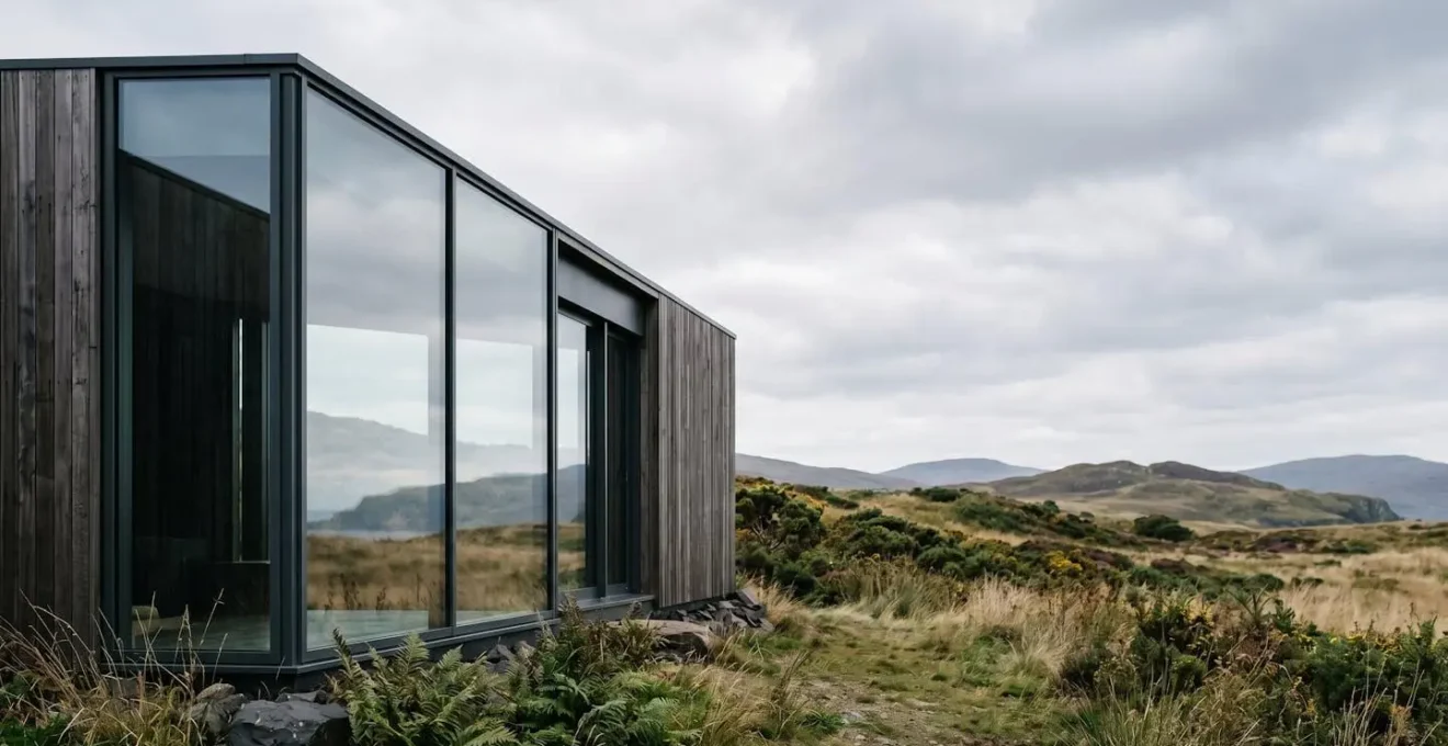 Grande façade vitrée contemporaine avec profilés aluminium ultra-fins créant un effet mur de verre sans rupture visuelle