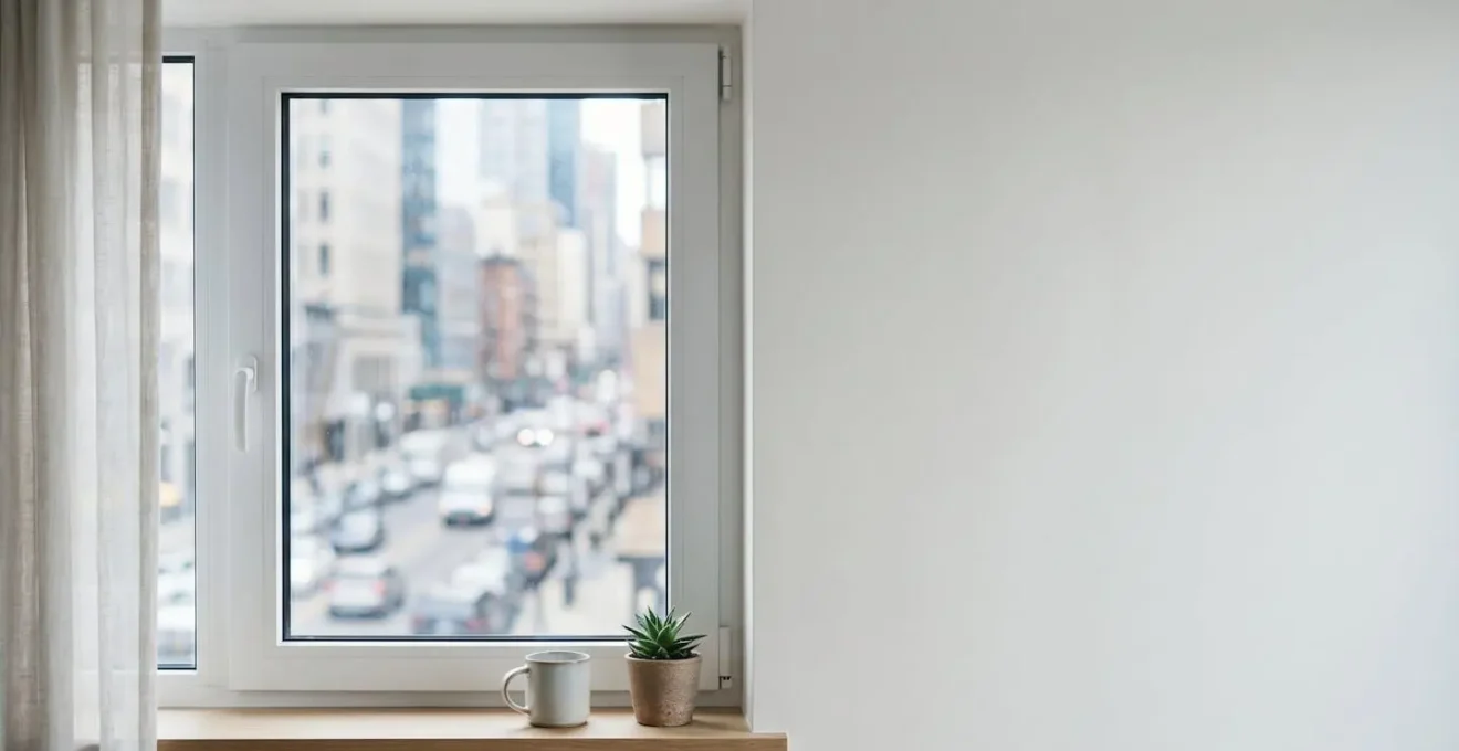 Fenêtre moderne avec double vitrage acoustique dans un environnement urbain paisible