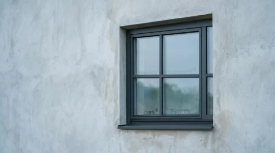 Gros plan sur une fenêtre moderne avec condensation révélant les points de déperdition thermique autour du cadre