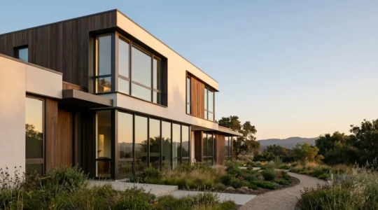 Vue architecturale de fenêtres modernes apportant valeur et performance énergétique à une habitation