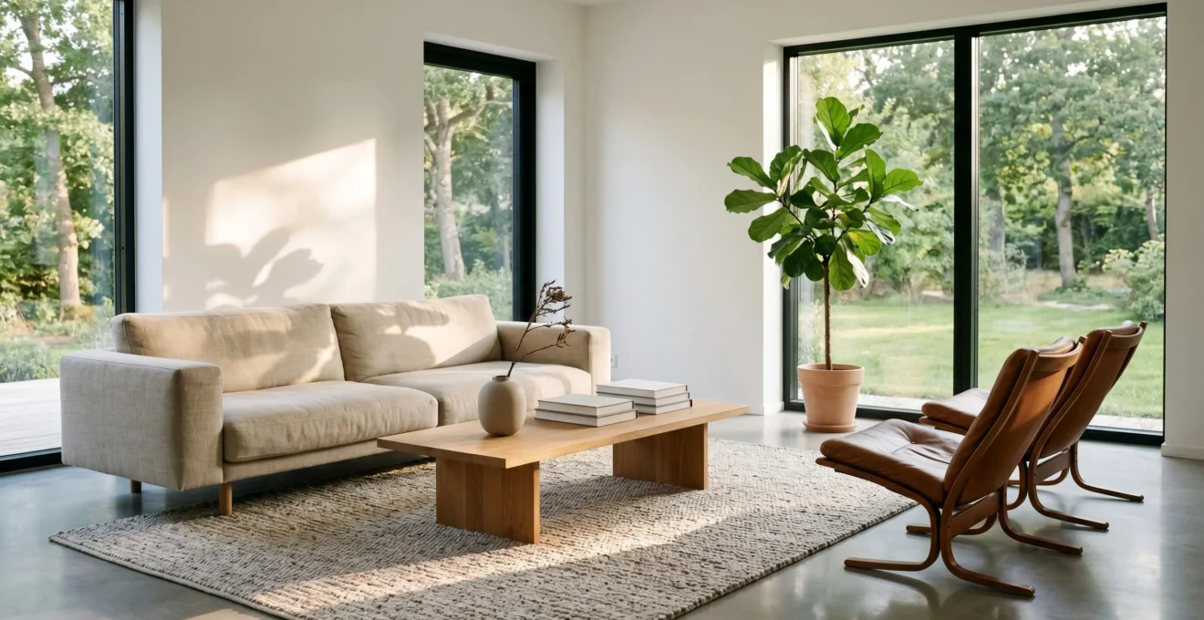 Personne près d'une fenêtre lumineuse dans un intérieur moderne avec lumière naturelle diffuse