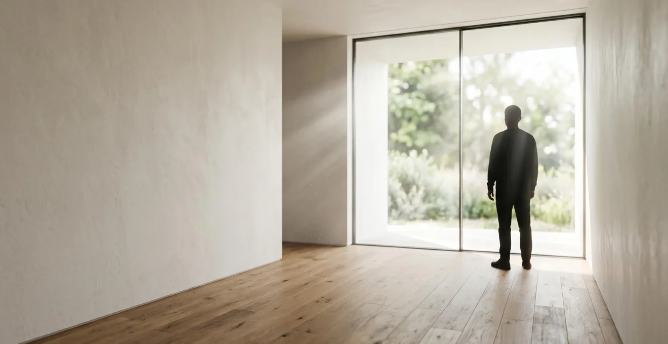 Fenêtre moderne diffusant la lumière naturelle dans un intérieur contemporain avec une atmosphère apaisante