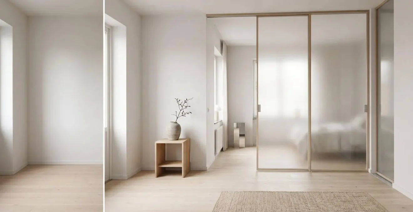 Espace intérieur de 12 mètres carrés transformé avec solutions lumineuses sans percement de mur porteur