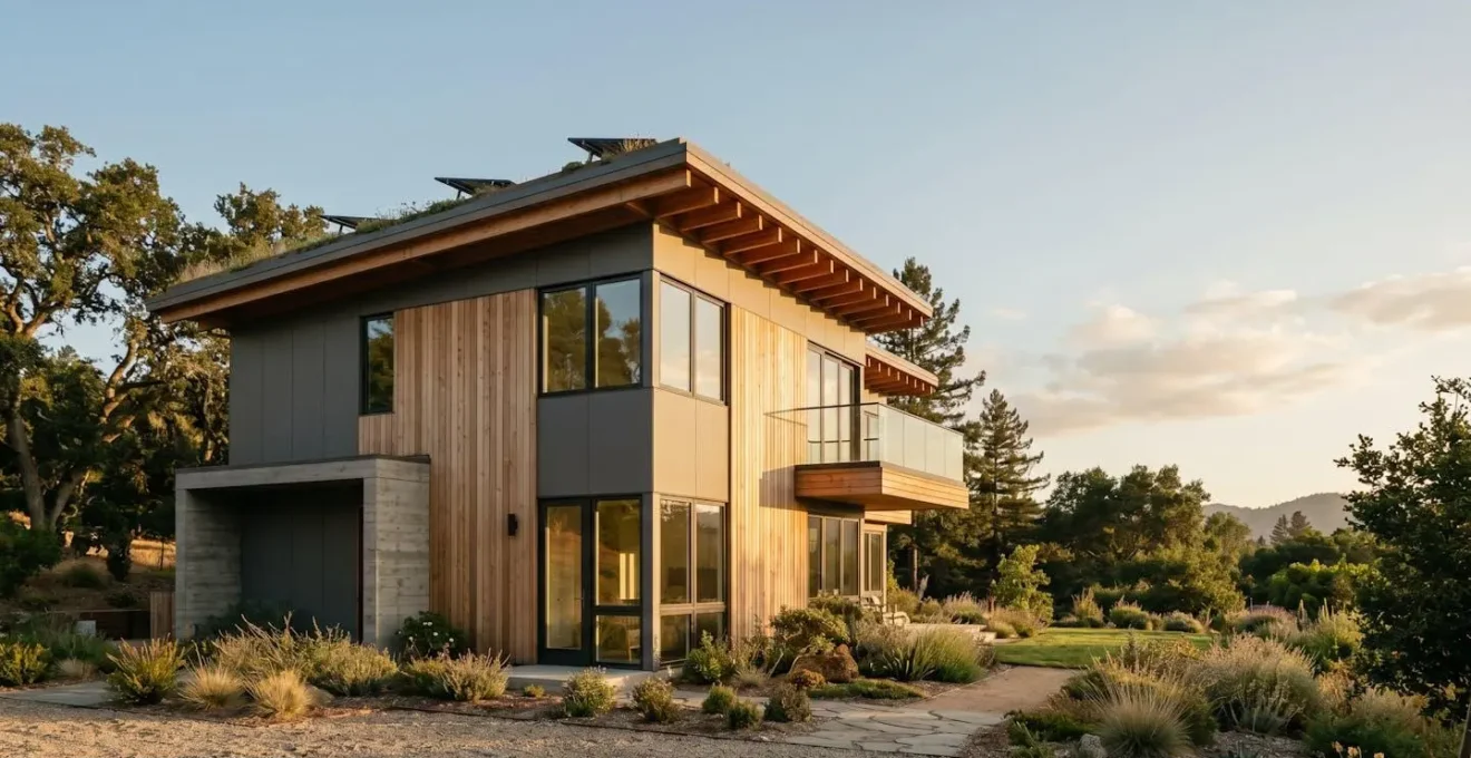 Vue d'ensemble d'une maison en cours de rénovation énergétique avec matériaux d'isolation et équipements modernes
