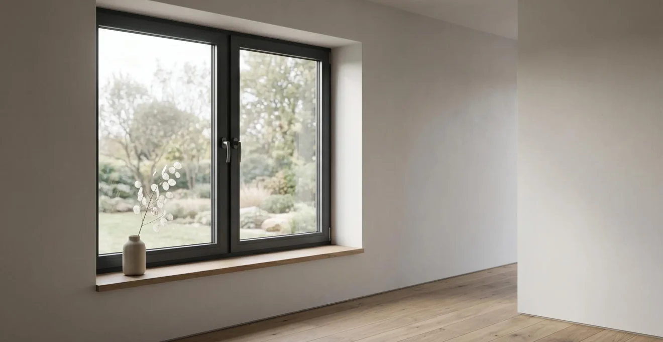 Fenêtre moderne sécurisée avec verrou connecté dans un intérieur contemporain