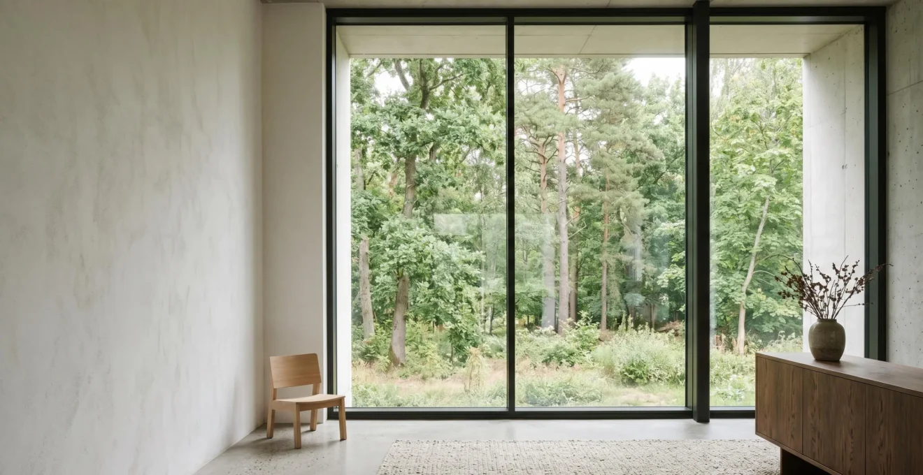 Fenêtre moderne avec vitrage de sécurité feuilleté résistant aux effractions dans une maison contemporaine