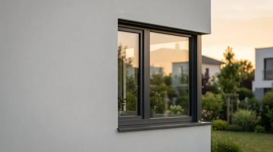 Gros plan d'une fenêtre moderne avec vitrage feuilleté sécurisé pour une protection anti-effraction optimale